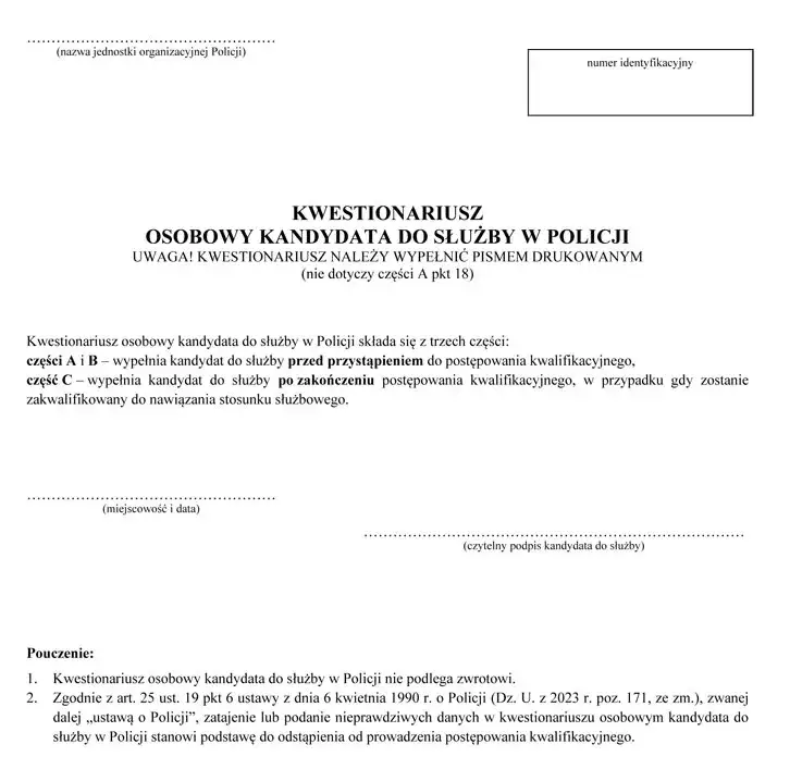kwestionariusz osobowy dla kandydata wz&oacute;r