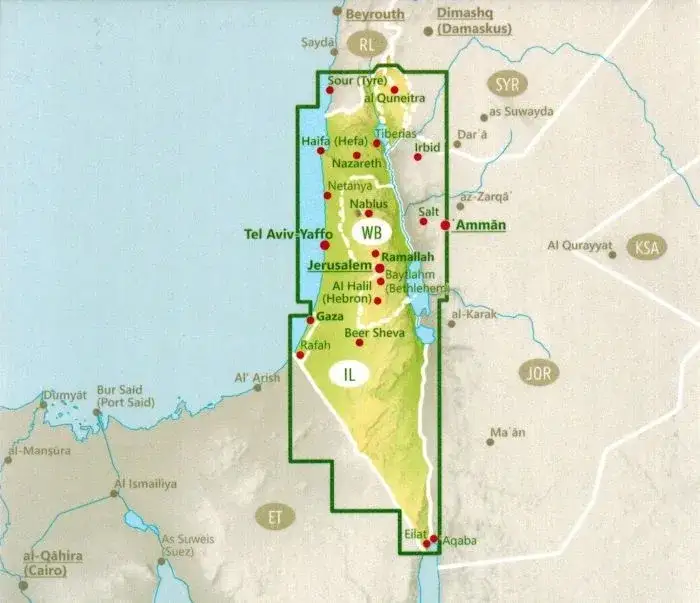 Mapa bezpieczeństwa Izraela regiony turystyczne