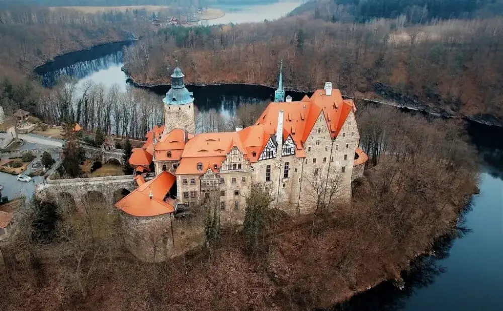 Zamek Czocha widoki z lotu ptaka