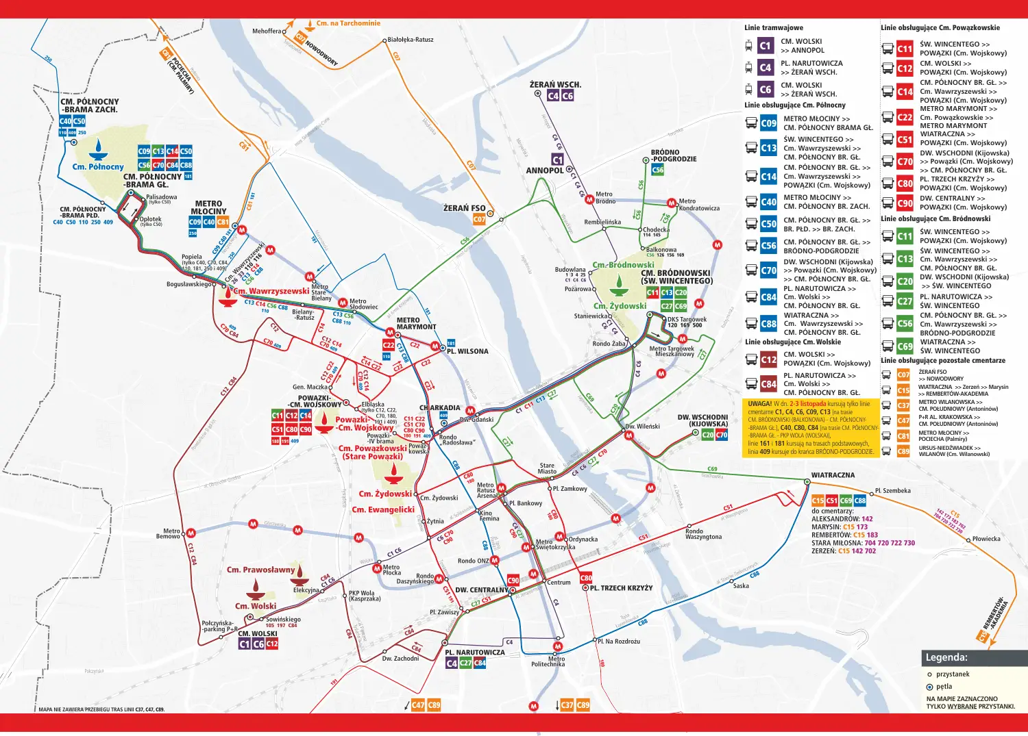 Mapa Cmentarza Bródnowskiego oznaczenia kwater