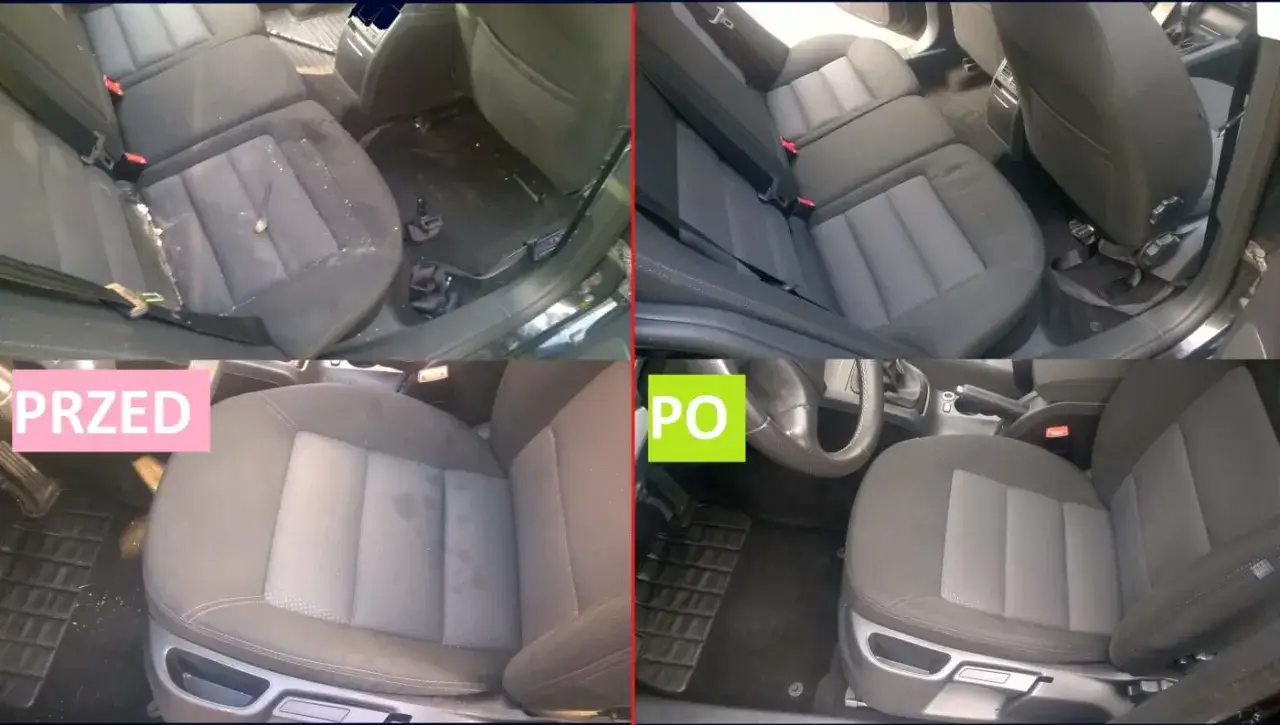 auto detailing wnętrza przed i po