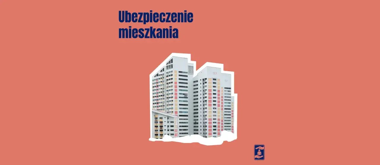 Ubezpieczenie mieszkania: jakiej kwocie ubezpieczyć? Dwa wysokie bloki mieszkalne na pomarańczowym tle.