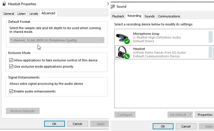 ustawienia dźwięku windows airpods