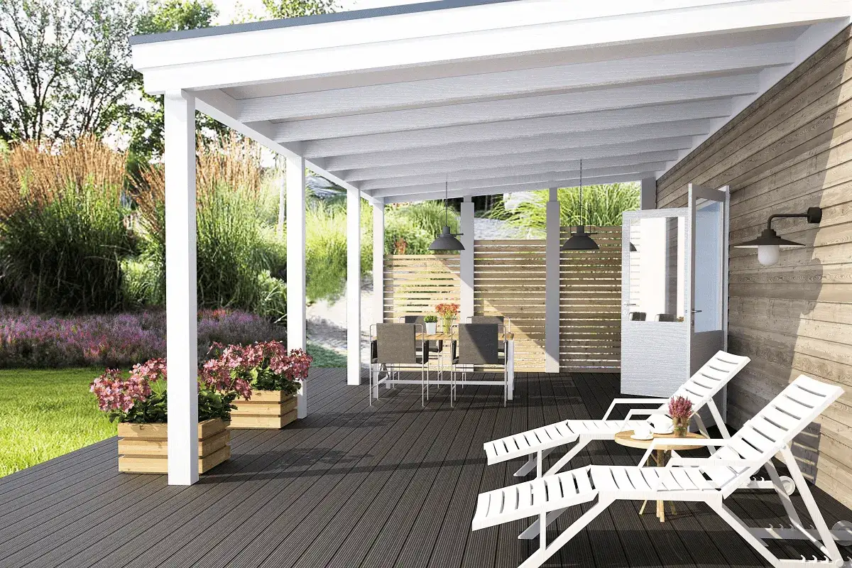 Idealne miejsce na relaks i posiłki na świeżym powietrzu. Wygodne leżaki i stolik zapraszają, by usiąść i podziwiać ogród. Co na taras? Z pewnością to!