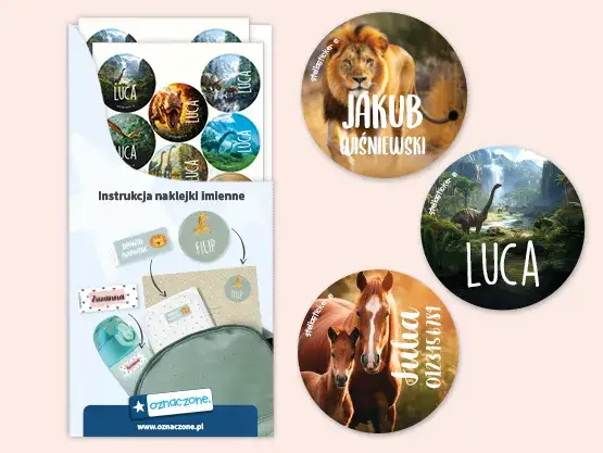 etykiety imienne z symbolem dla dzieci