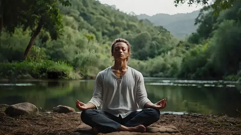 Osoba medytująca w spokojnym otoczeniu