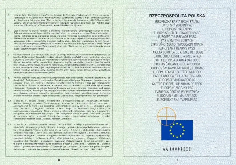 europejska karta broni palnej wz&oacute;r