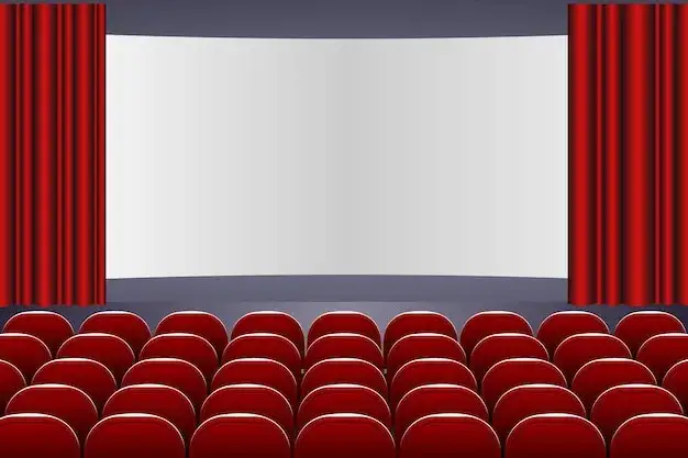pusta scena teatralna z kurtyną widziana z widowni