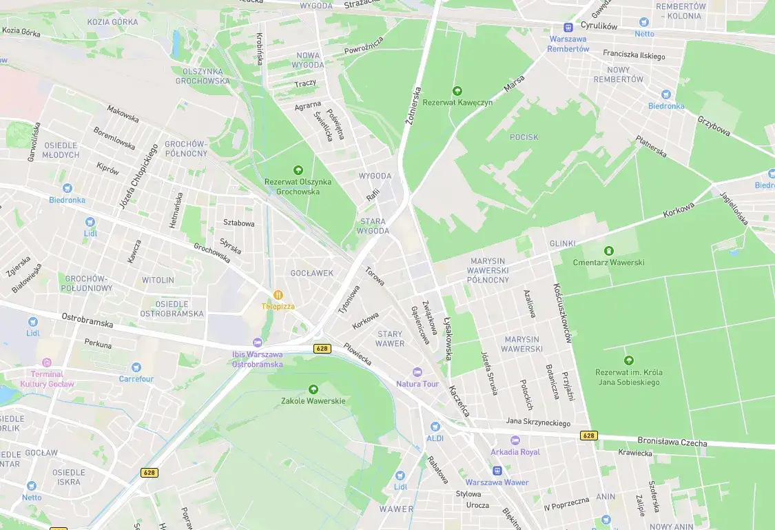 Mapa Radomia z lokalizacjami Biedronek