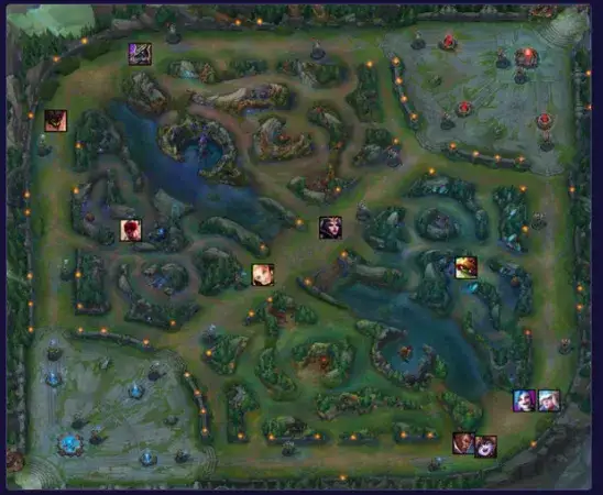 League of Legends 5 roles map