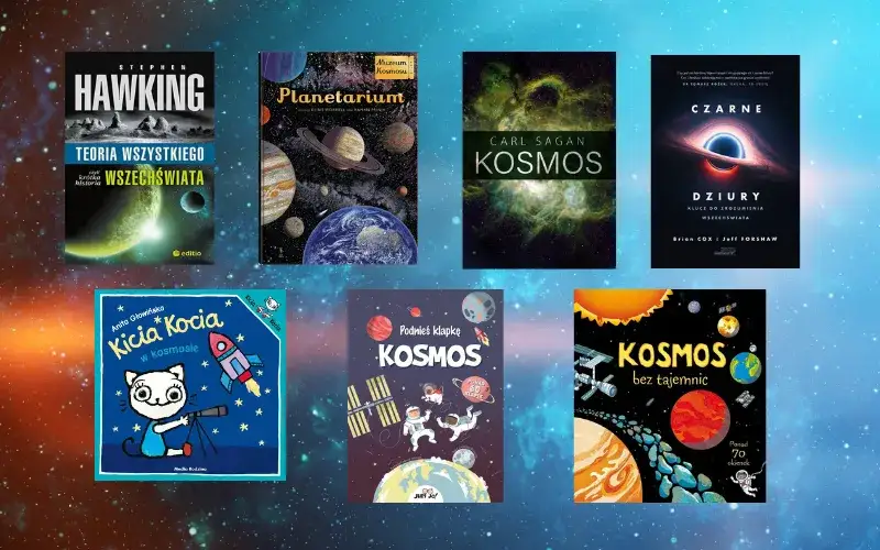 Książki popularnonaukowe na tle kosmosu lub m&oacute;zgu