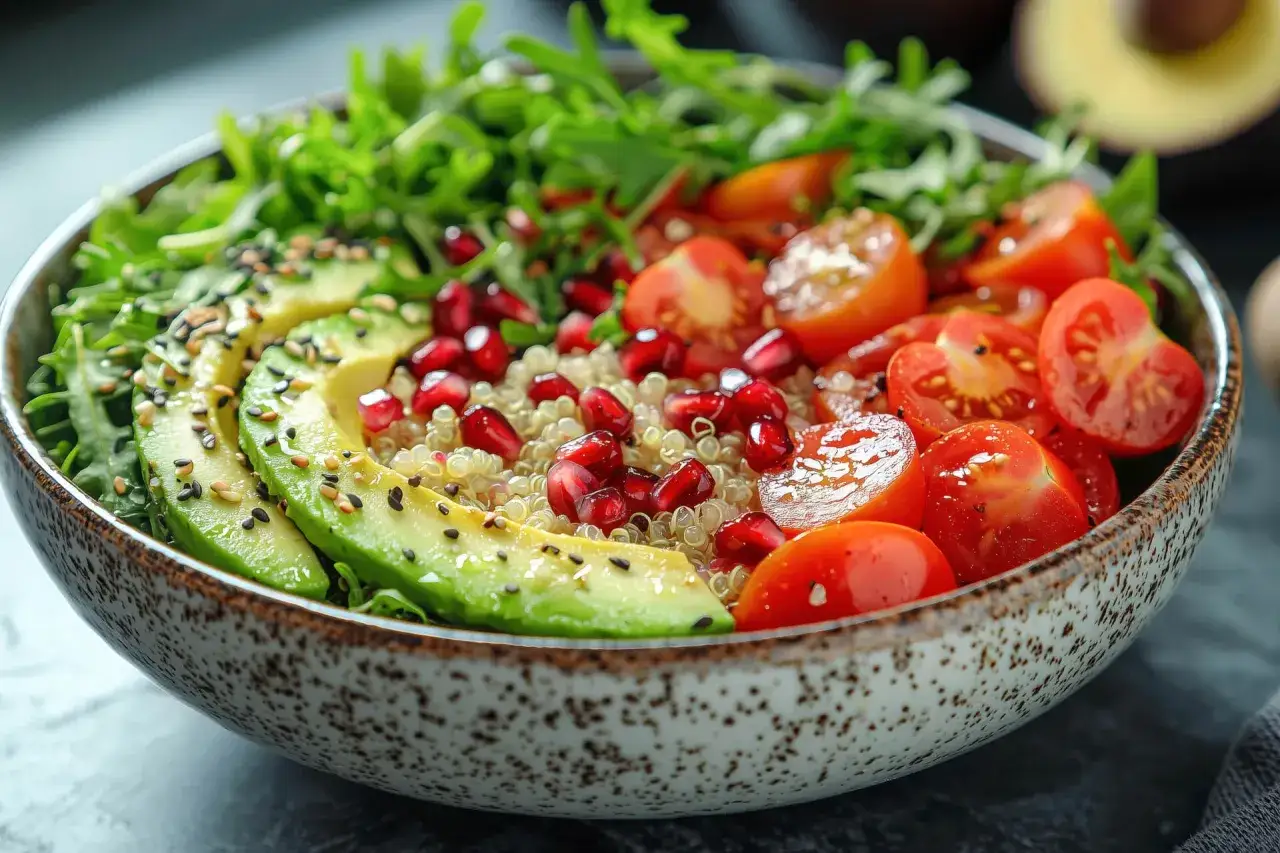 Sałatka z granatem i świeżymi warzywami