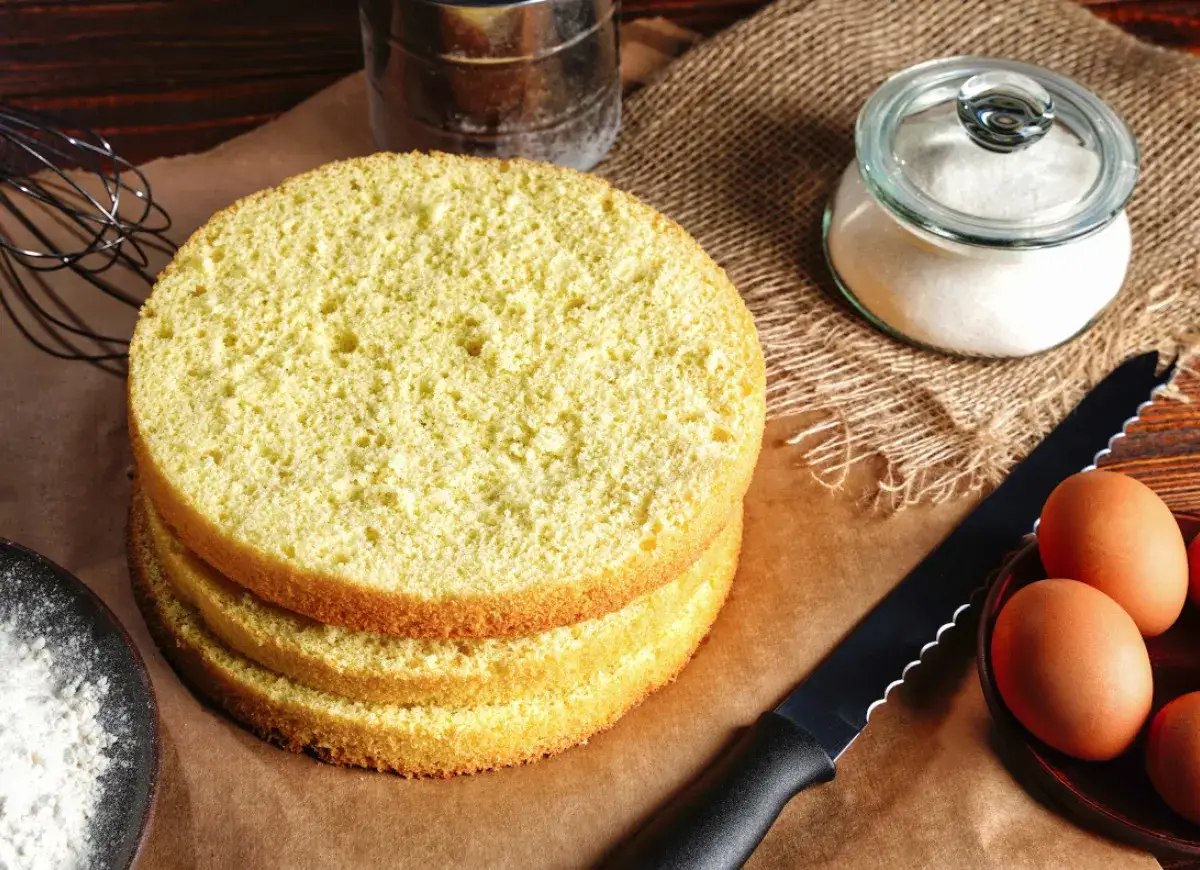 Szczelnie owinięty biszkopt folią spożywczą