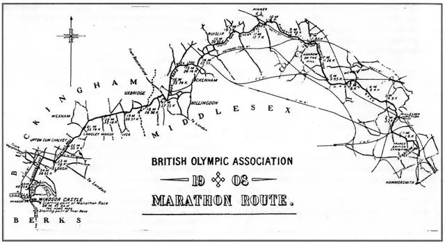 trasa maratonu igrzyska olimpijskie londyn 1908 mapa