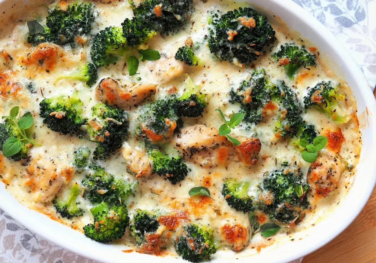 Kroki przygotowania zapiekanki z brokułami i kurczakiem