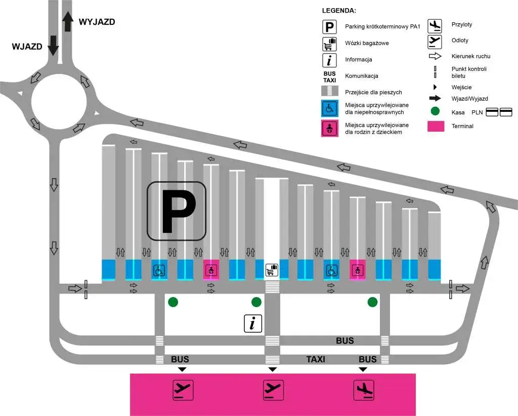 bus transfer parking lotnisko Modlin
