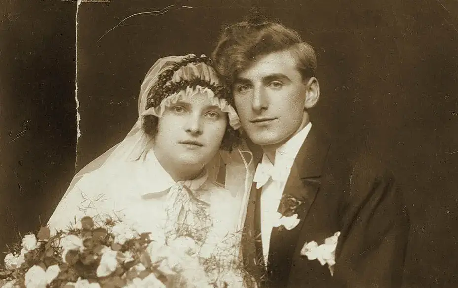 tradycyjny polski ślub, stara fotografia ślubna