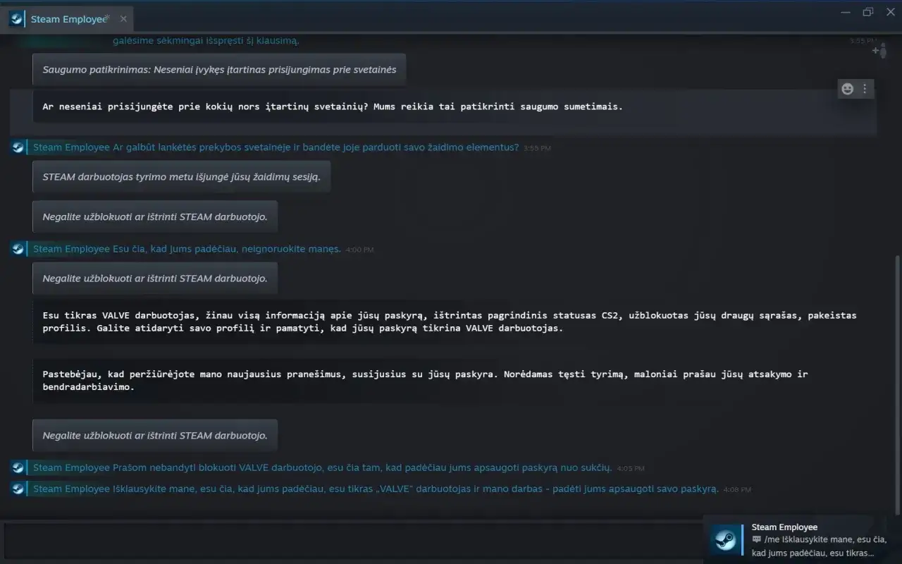 Steam support page screenshot