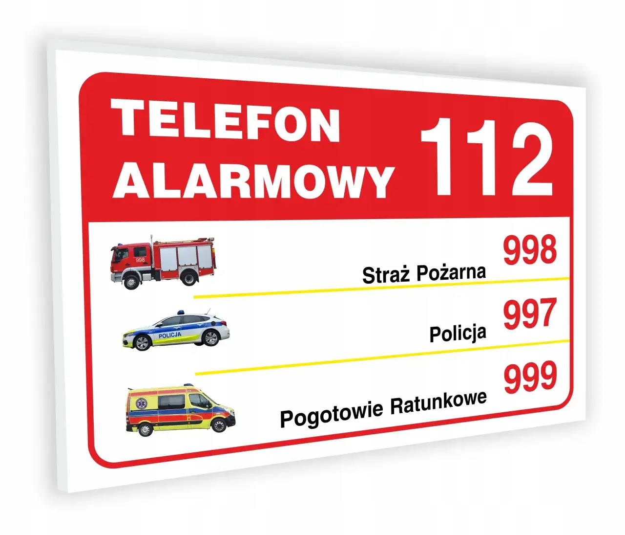 Numery alarmowe Policja Pogotowie Ratunkowe