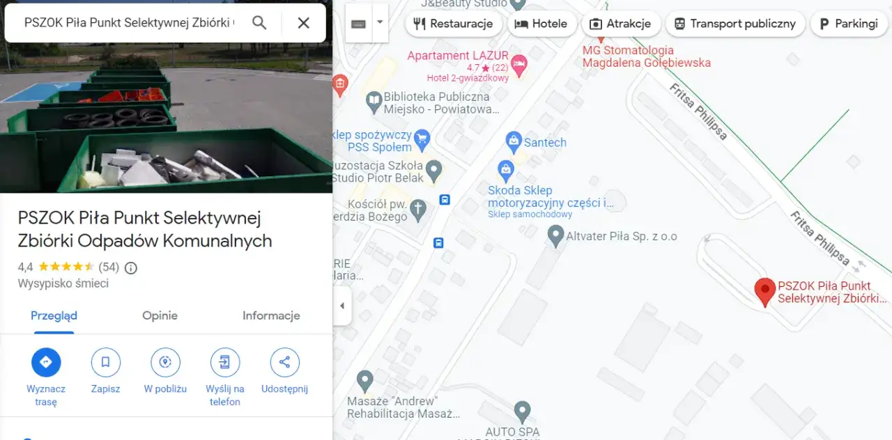 mapa PSZOK w Polsce