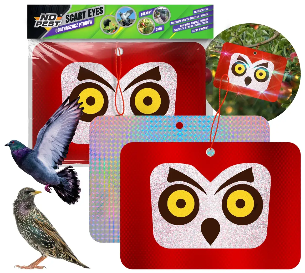 wizualne odstraszacze wróbli płyty cd balony makiety drapieżników