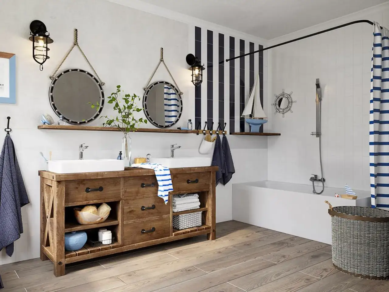 Zdjęcie Najnowsze inspiracje i trendy w łazience w stylu morskim