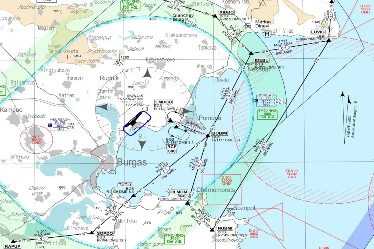 Mapa lotnisk Polska Bułgaria