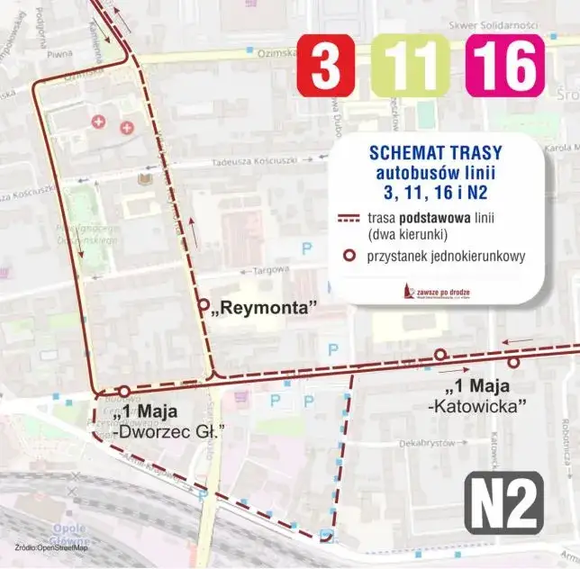 Mapa Mławy Plac 1 Maja przystanek autobusowy
