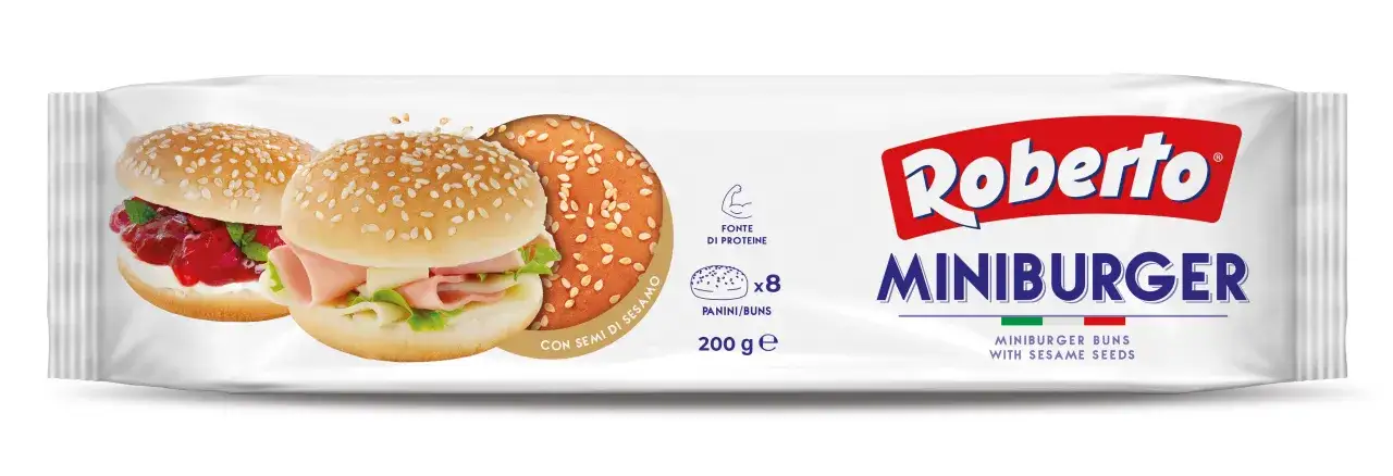 Mini hamburgery bulki Roberto z sezamem, 8 sztuk. Idealne do przygotowania własnych przekąsek.
