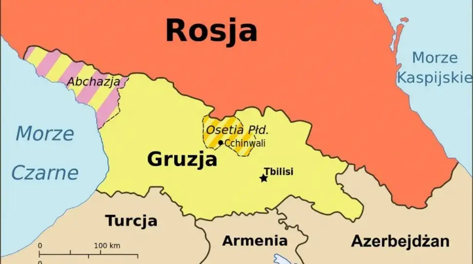 mapa gruzja abchazja osetia południowa