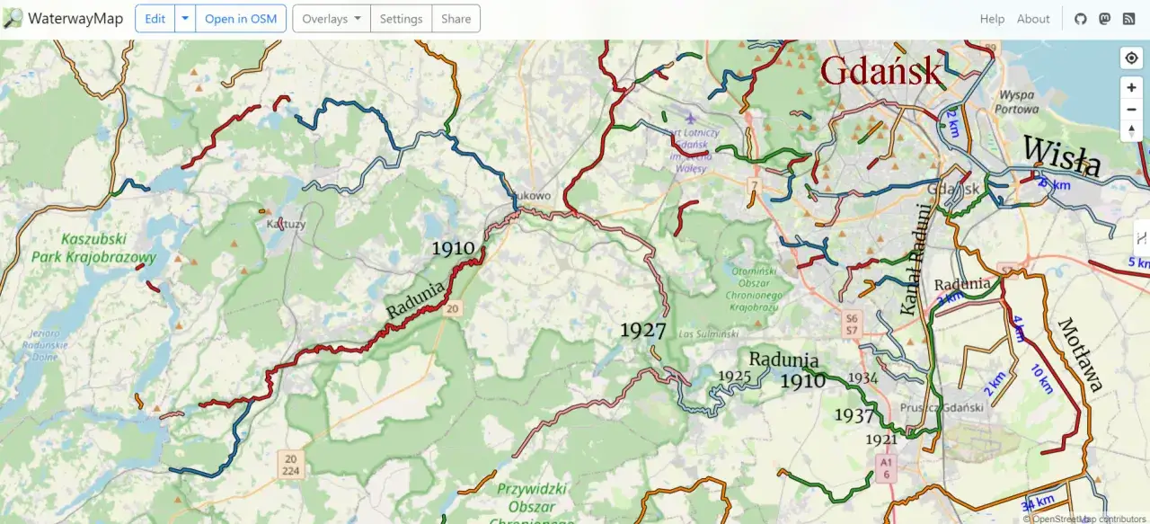 Mapa elektrowni wodnych pomorskie