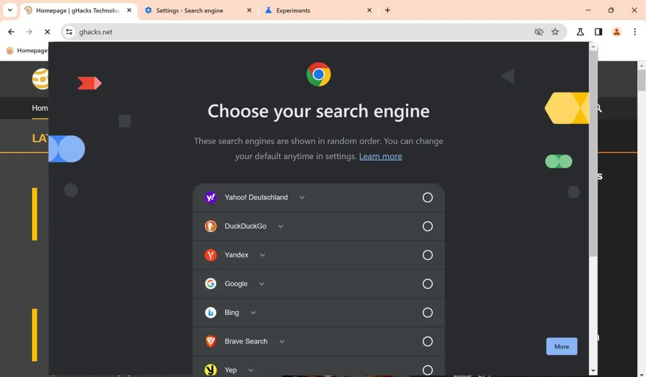 Chrome ustawienia wyszukiwarki
