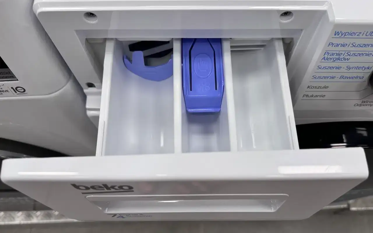 Szuflada na detergenty pralka Beko oznaczenia