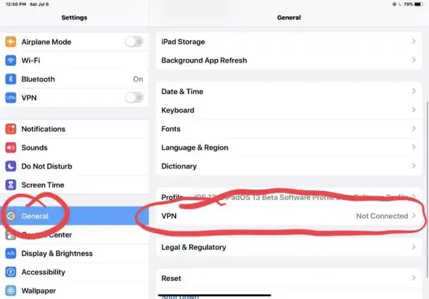iPhone delete VPN profile