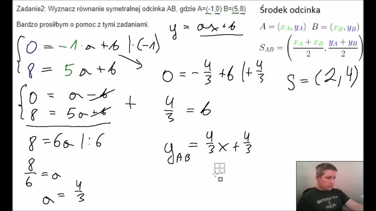 Zdjęcie Jak wyznaczyć równanie symetralnej odcinka krok po kroku w geometrii