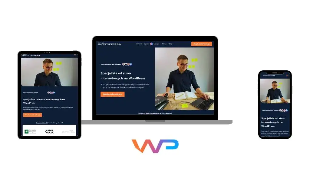 Przykłady stron responsywnych na r&oacute;żnych urządzeniach (desktop, tablet, smartfon)