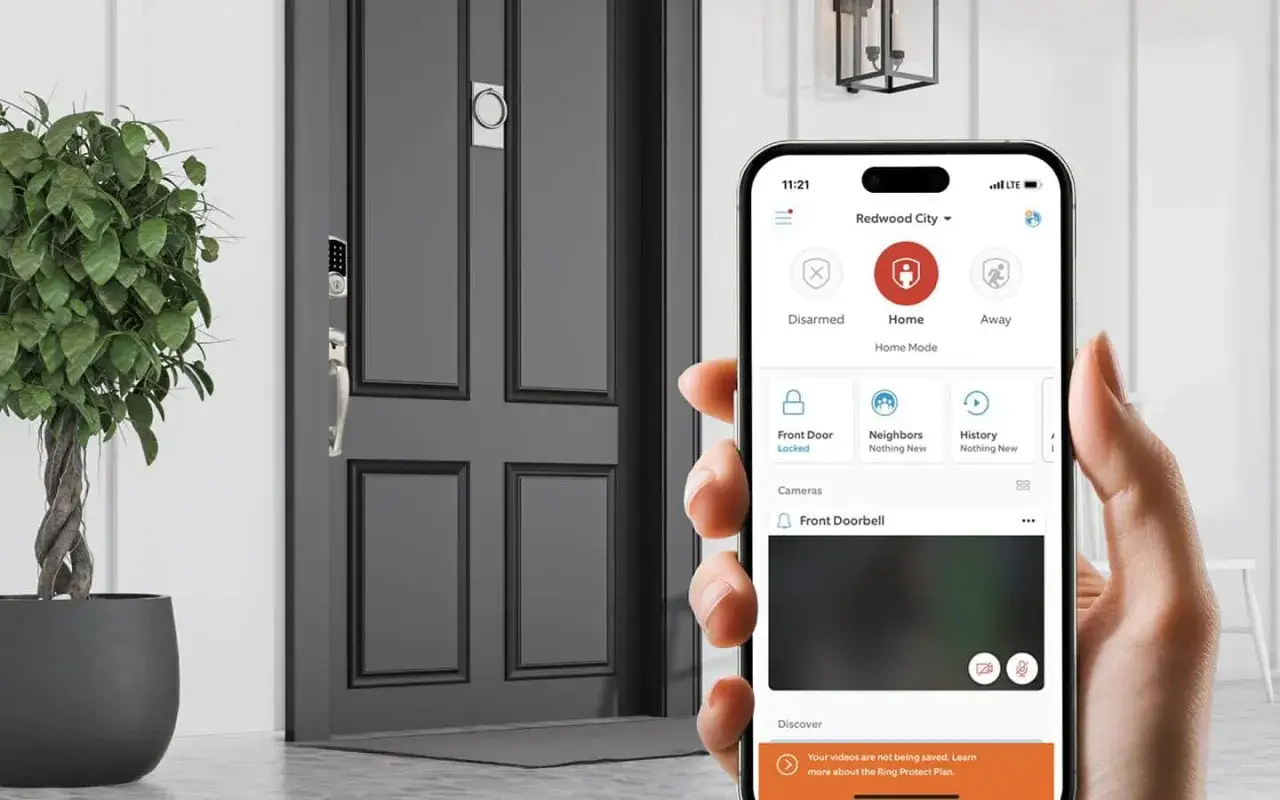 Nowoczesna kontrola dostępu drzwi: smartfon pokazuje status 