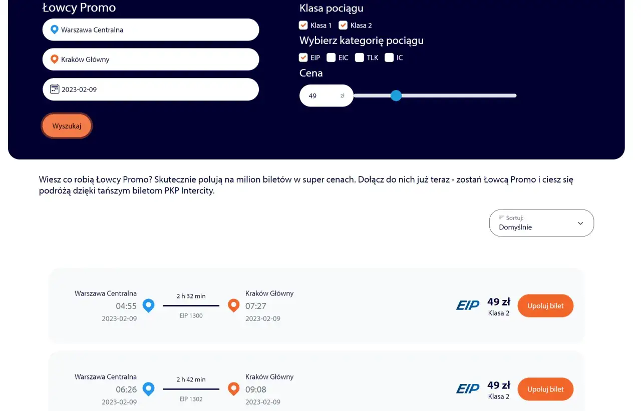 Szukasz tanich biletów na Pendolino? Sprawdź, czy na Pendolino są bilety ulgowe, szukając w aplikacji PKP Intercity.