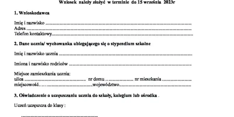 Przykładowe faktury i rachunki stypendium szkolne