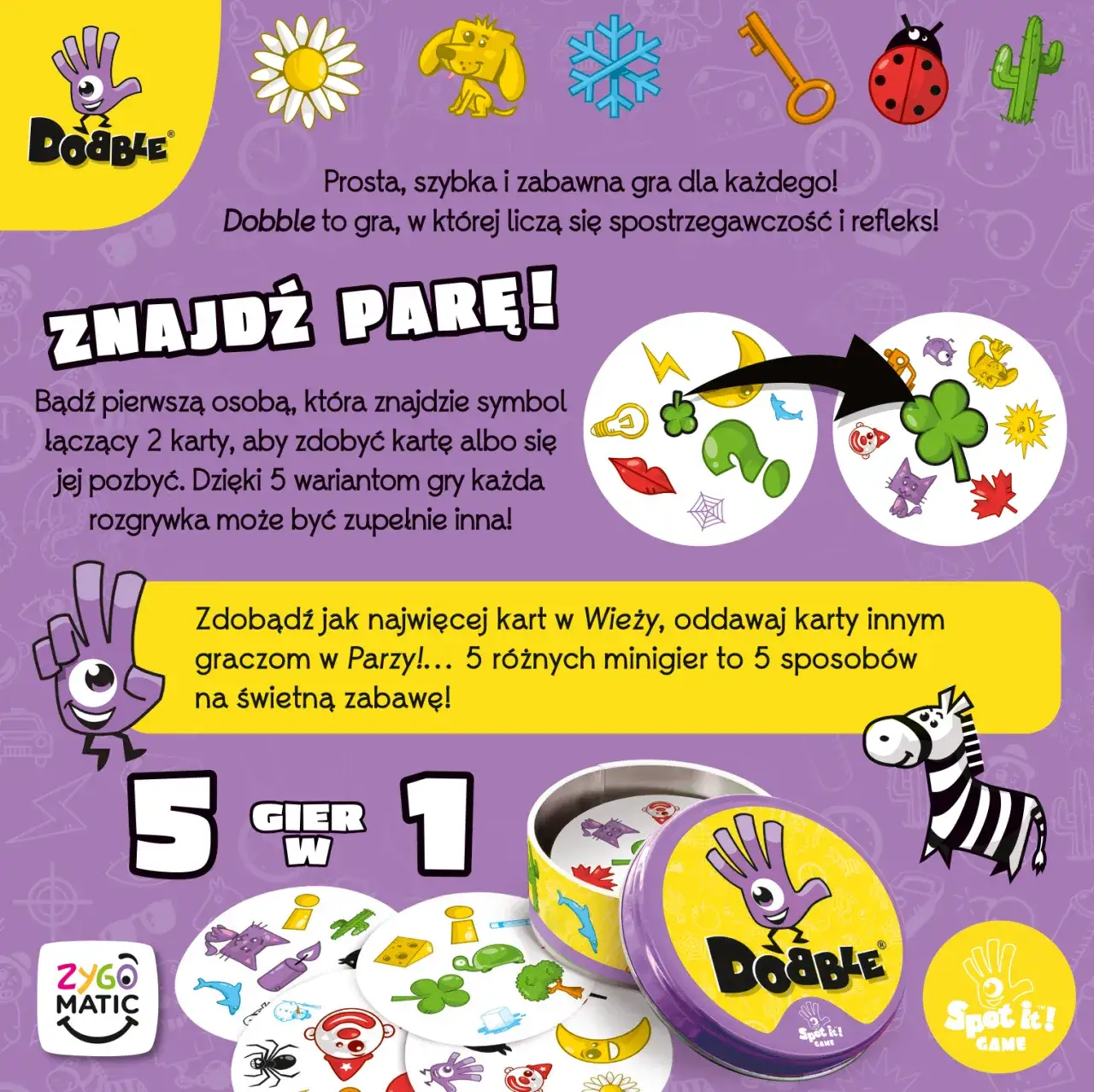 gra Dobble karty symbole w akcji