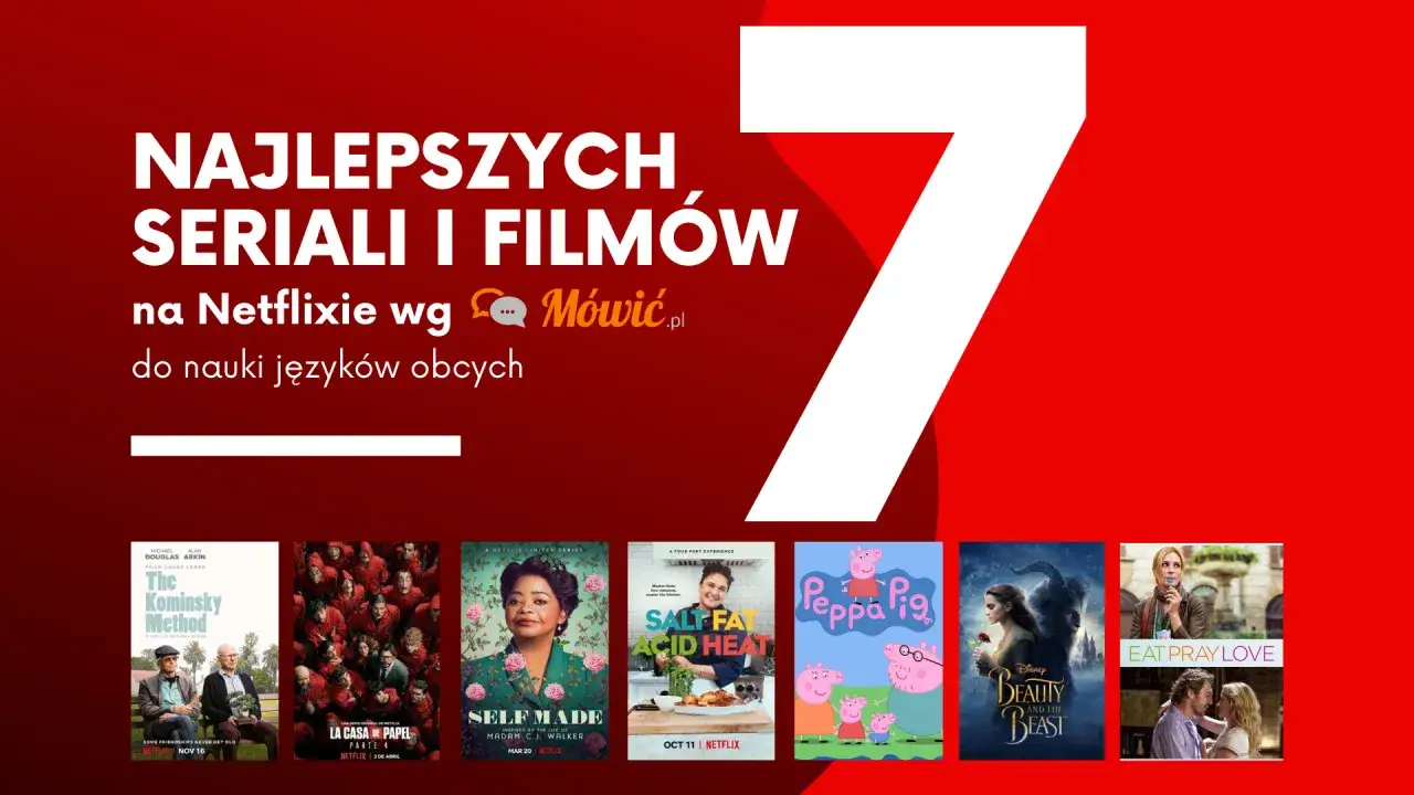różne gatunki filmów i seriali, symbolizujące poziomy trudności językowej