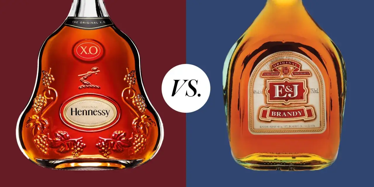 Porównanie: luksusowy koniak Hennessy XO kontra brandy E&J.
