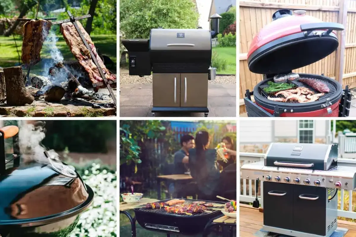 Różne rodzaje grilla: tradycyjny nad ogniem, nowoczesne grille gazowe i elektryczne, idealne do przygotowania pysznych potraw na świeżym powietrzu.