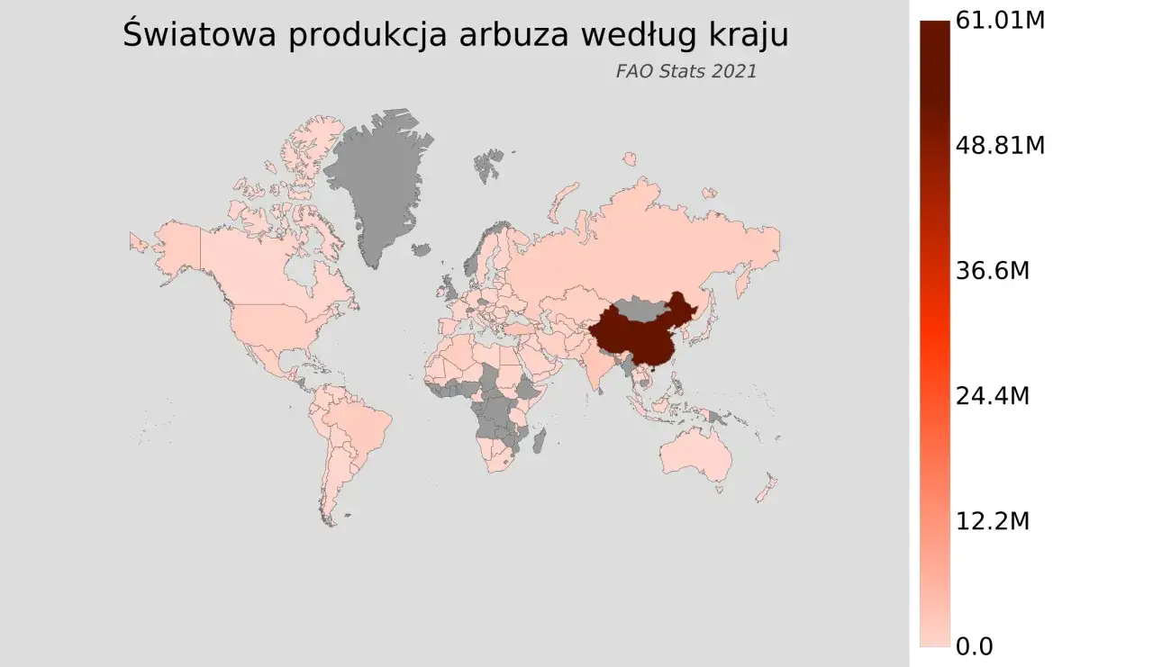 mapa świata uprawa arbuz&oacute;w