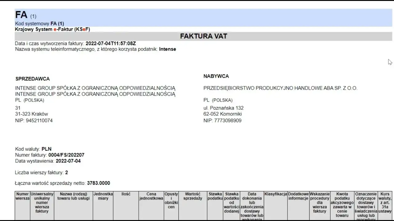 Wizualizacja systemu KSeF faktura ustrukturyzowana