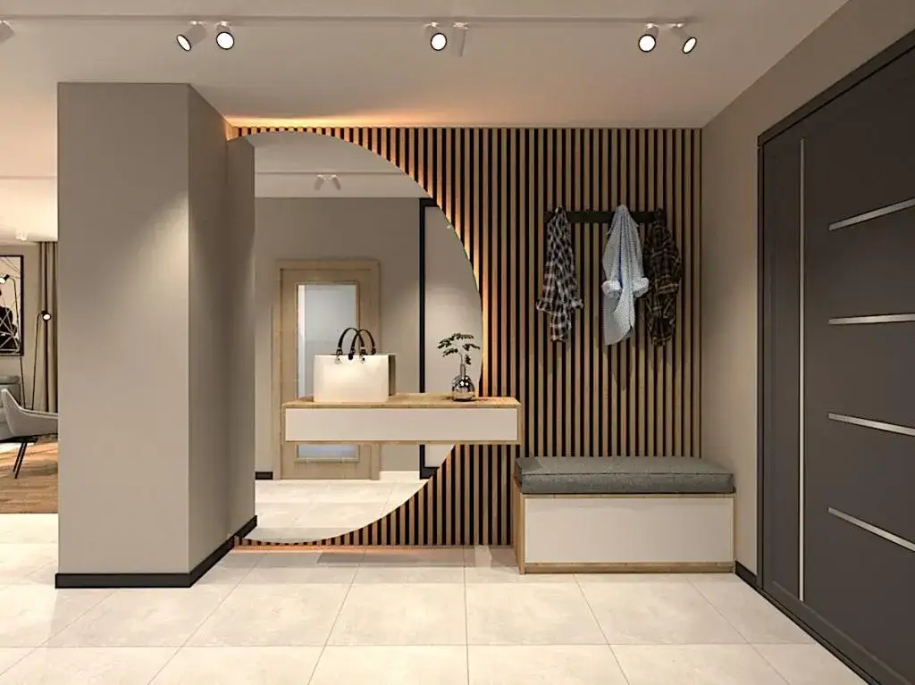 nowoczesny przedpok&oacute;j inspiracje ściany