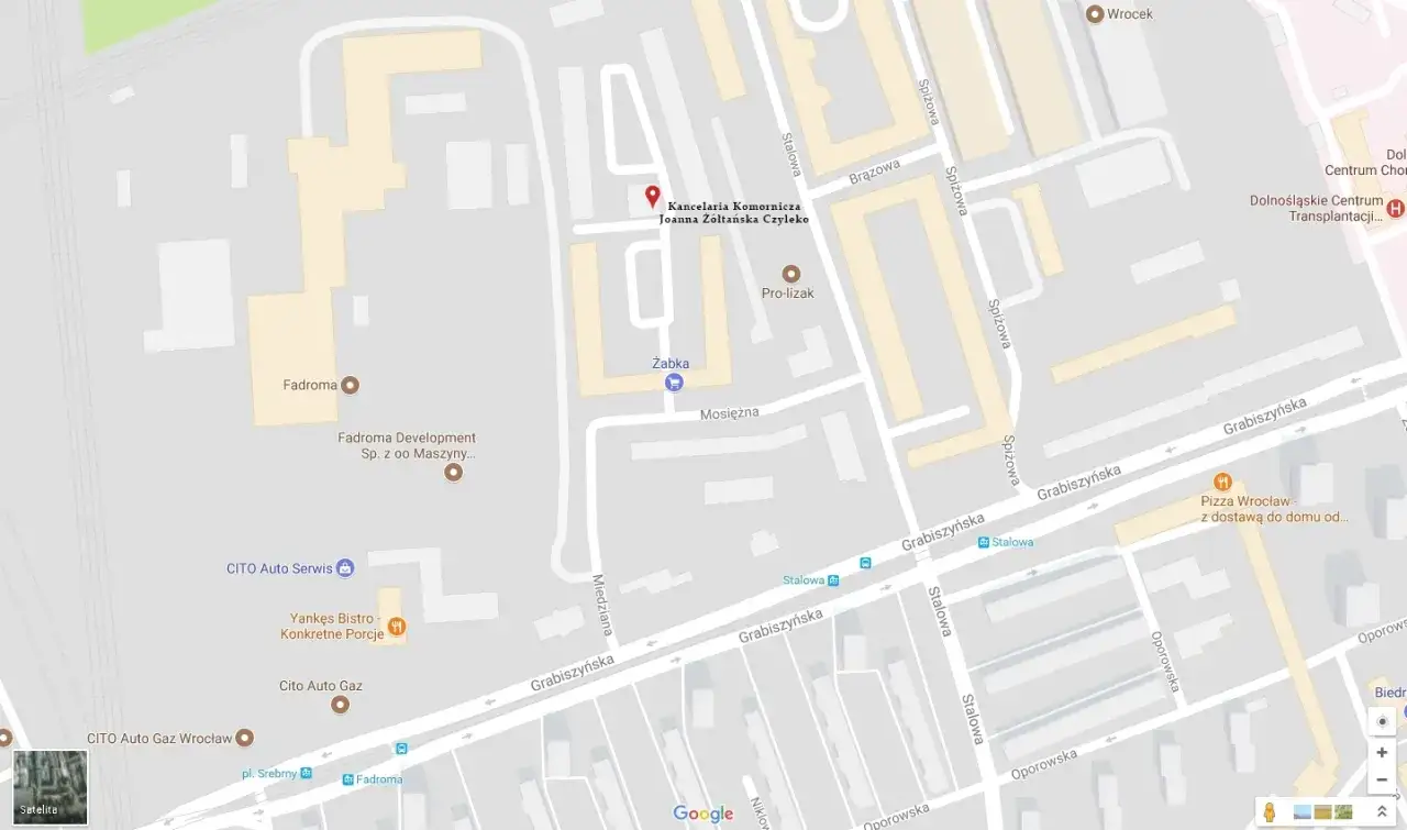 Mapa dojazdu do Sądu Rejonowego dla Wrocławia-Fabrycznej