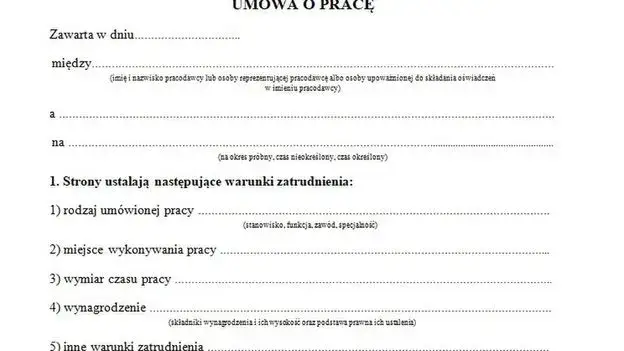 Umowa o pracę wzór