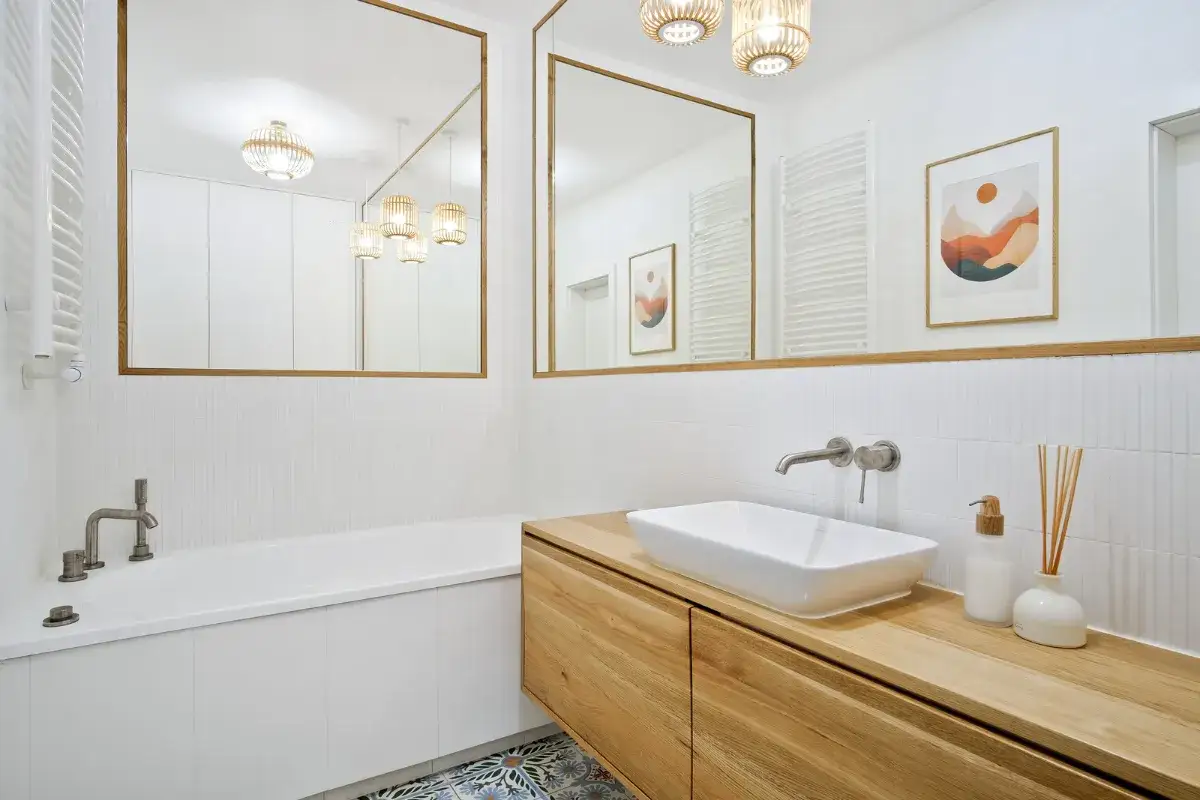 Mała łazienka w bloku bez okna przed i po