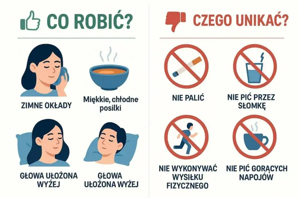 czego unikać po wyrwaniu zęba infografika